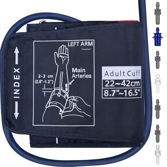 Brazalete de presión arterial Alcarefam, grande, de 22 a 42 cm, compatible con Omron