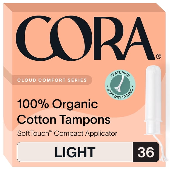 Aplicador orgánico Tampons Cora de absorción de luz x36