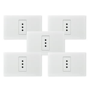 Want - Pack 5 Tomacorriente Simple Metálico 10A - Blanco