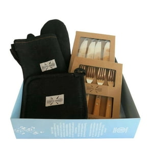 Decoexpress - Box De Asado Negro - (Pechera, Tenedores, Cuchillos Y Mas)