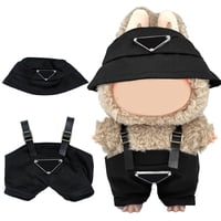 Set De Ropa Lukxi Para Muñeca De Peluche De 17 Cm Con Sombrero Y Mono, Color Negro
