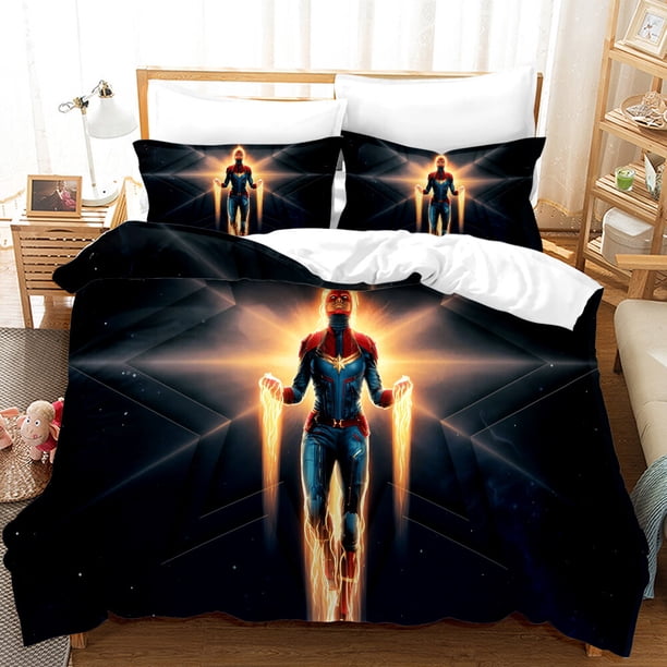Captain Marvel Soft Duvet Cover Comforter Cover With Pillowcases Bedding Set3-Piece Bedding Set
