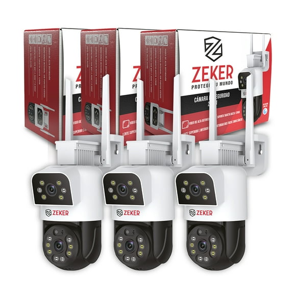Pack x3 Cámara De Seguridad 5G Zeker Doble 4MP Impermeable