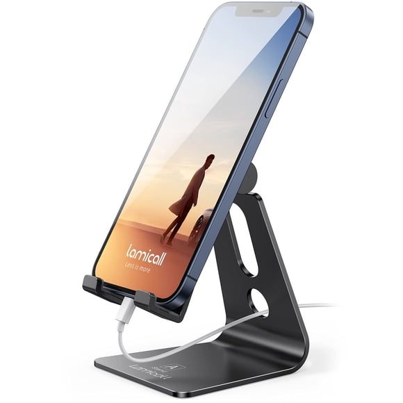 Soporte para teléfono celular Lamicall Soporte de escritorio ajustable negro