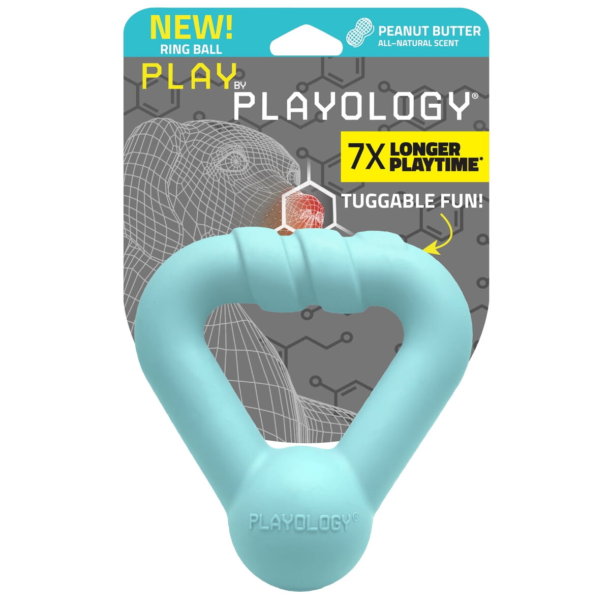 Juguete Perro Playology Ring Ball Mediano Goma Sabor Maná