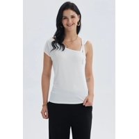 Fashionspark - Polera Mujer Escote Asimétrico Crudo