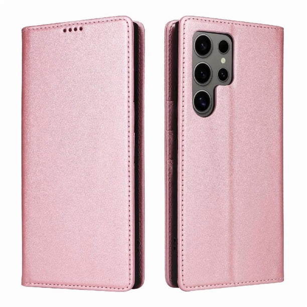 Funda Cartera para Samsung Galaxy S24 Ultra con Ranuras Tarjetas y Soporte - Protección Completa Oro rosa