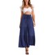 thumbnail image 2 of INSPIRE CHIC Pantalones Boho para Mujer Cintura Alta Elástica Acampanados con Volantes Palazzo Chic Pantalones de Pierna Ancha L Azul Oscuro, 2 of 5