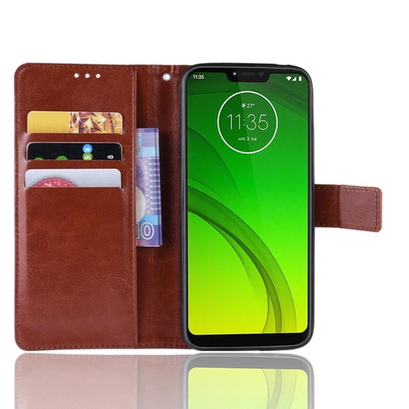 Funda tipo libro para Motorola MOTO G7 POWER, cartera todo‑en‑uno, funda multifuncional con tarjetero y correa de muñeca desmontable