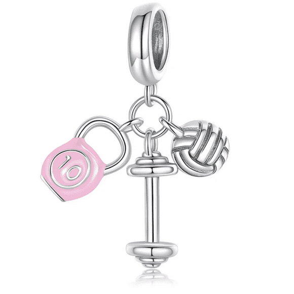 Charm Dije en Plata 925 Deporte Vóleibol Pesa Mancuerna