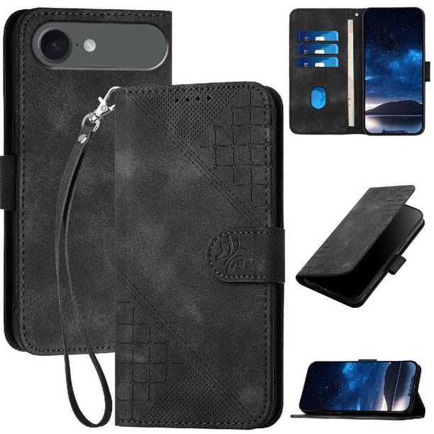 Funda Flip Premium Fibra de Carbono para iPhone Air con Soporte y Cierre Negro