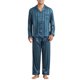 thumbnail image 1 of INSPIRE CHIC Conjunto de Pijamas Casuales para Hombre de 2 Piezas de Satén con Rayas y Botones de Manga Larga Talla L Azul Oscuro, 1 of 6