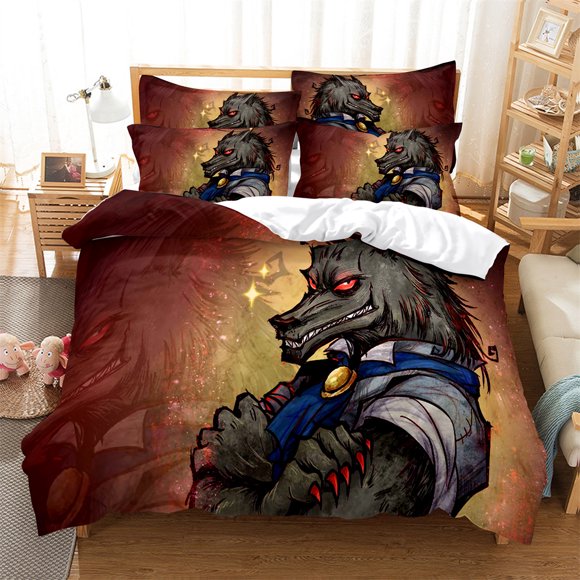 x1269 Bed SheetsEvil wolf Bedding Set Duvet Cover Set Bedding Digital Printing Bed Linen Size Bedding Set Fashion Design bed cover set 3-Piece Bedding Set (1 Duvet Cover + 2 Pillow Shams) nj1269