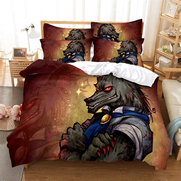 x1269 Bed SheetsEvil wolf Bedding Set Duvet Cover Set Bedding Digital Printing Bed Linen Size Bedding Set Fashion Design bed cover set 3-Piece Bedding Set (1 Duvet Cover + 2 Pillow Shams) nj1269