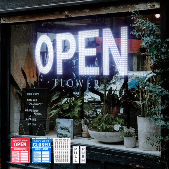 Letrero LED "Abierto" Thirdpolite 102 × 36 cm Regulable Blanco Frío