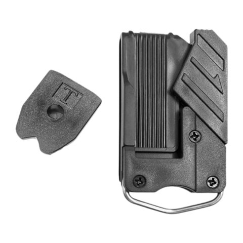 Ioensy - Soporte Para Cinta Métrica, Herramienta Para Cinturón, Herramientas Cómodas Y Resistentes, Clip Para Cinturón, Negro Con Anillo