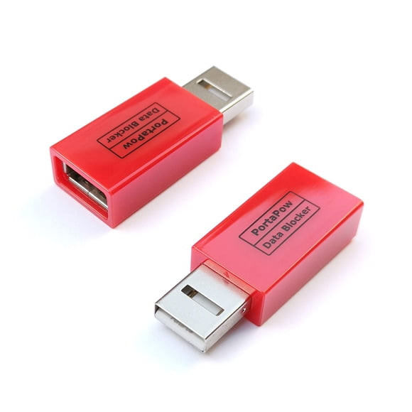 Bloqueador de datos USB PortaPow 3rd Gen Red, paquete de 2