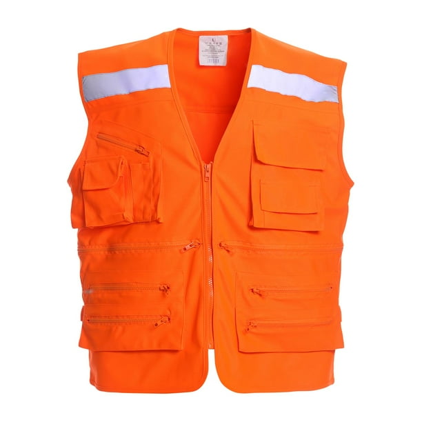 Chaleco Geologo Alta Visibilidad Multibolsillo X Espalda naranja L