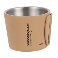 Magideal - Taza De Camping, Taza De Café, Taza Térmica, Taza Para Exteriores, Taza De Té, De Acero Inoxidable De Doble Pared Con Asa Plegable Para Las Mañanas Fr Caqui