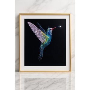 Decostilo - Cuadro Colibrí Con Marco Dorado Derecho 60X60Cm