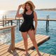 thumbnail image 3 of Agnes Orinda Traje de Baño de Una Pieza para Mujer Tallas Grandes con Control de Abdomen, Cuello en V, Traje de Baño Plisado con Falda para Playa y Piscina 2X Negro, 3 of 8
