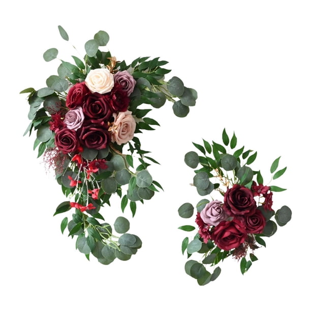 2x Arco De Flores Para Boda, Telón De Fondo De Recepción Floral Para Puerta De Entrada, Mesa De Casa