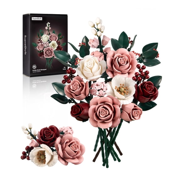 Set de construcción de ramos de flores iAtom Pink Roses Artificial