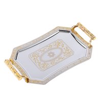Magideal - Bandeja De Patrón De Estilo Europeo Organizador De Almacenamiento De Alimentos Plato De Fruta Bandeja De Té Bandejas De Mesa De Postre Para Cena Fiest Oro