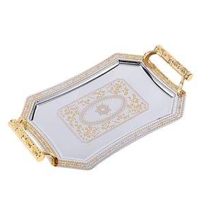Magideal - Bandeja De Patrón De Estilo Europeo Organizador De Almacenamiento De Alimentos Plato De Fruta Bandeja De Té Bandejas De Mesa De Postre Para Cena Fiest Oro