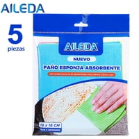 Paño De Limpieza Aileda Paño Esponja Absorbente Celeste - Amarillo - Rosa 5 U Paño Esponja Ultra Absorbente Multiuso 18X18Cm