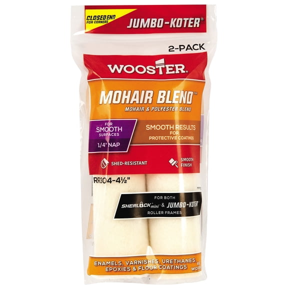 Rodillo de pintura Wooster RR304, mezcla de mohair, 6 cm, paquete de 2