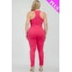 thumbnail image 2 of Conjunto De Top Corto Elástico De Tirantes Lisos Y Pantalón Fruncido Largo Color Fucsia (talla Grande Para Mujer), 2 of 4