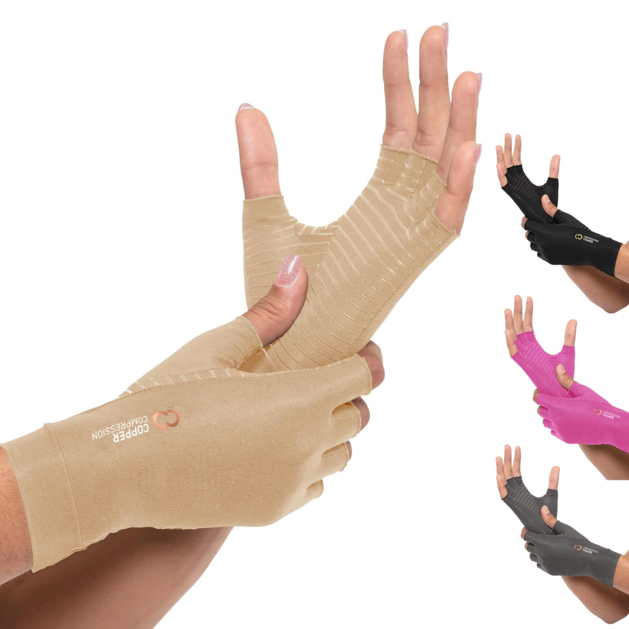 Copper Compression - Guantes De Cobre Para La Artritis, Compresivos, Para Aliviar El Dolor, Talla L,