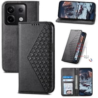 Funda Flip Foxdock Para Xiaomi Redmi Note 13 Pro 4G , Estilo Billetera Con Diseño Rombo, Correa De Mano Y Soporte, Uso Diario