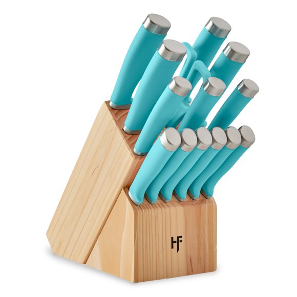 Set de cuchillos Hampton Forge 15 piezas Aqua con bloque
