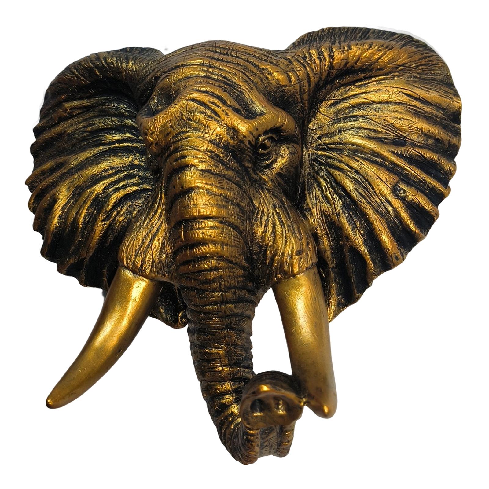 Bothyi - Estatua De Pared Con Cabeza De Elefante De Poliresina Adición Elegante A Cualquier Habitación Durable