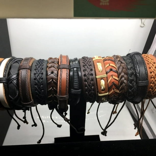 10pcs/lots Vintage Mens Womens Genuine Leather Surfer Bracelet Cuff Wristband Fashion Jewelry Mens Best Gift Mixed Style Bracelet