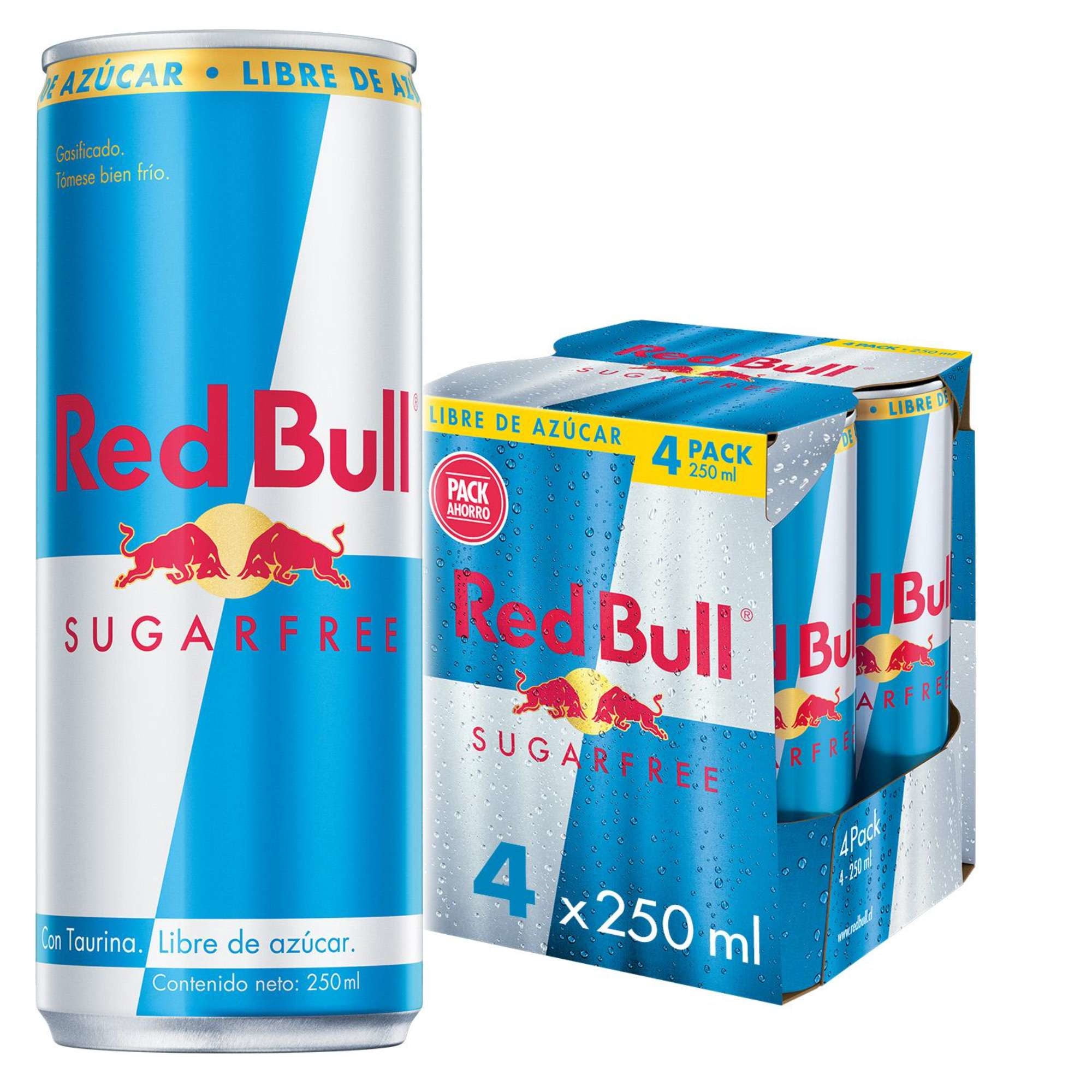 Bebida Energética Sin Azúcar Pack 4 Latas 250 ml Red Bull