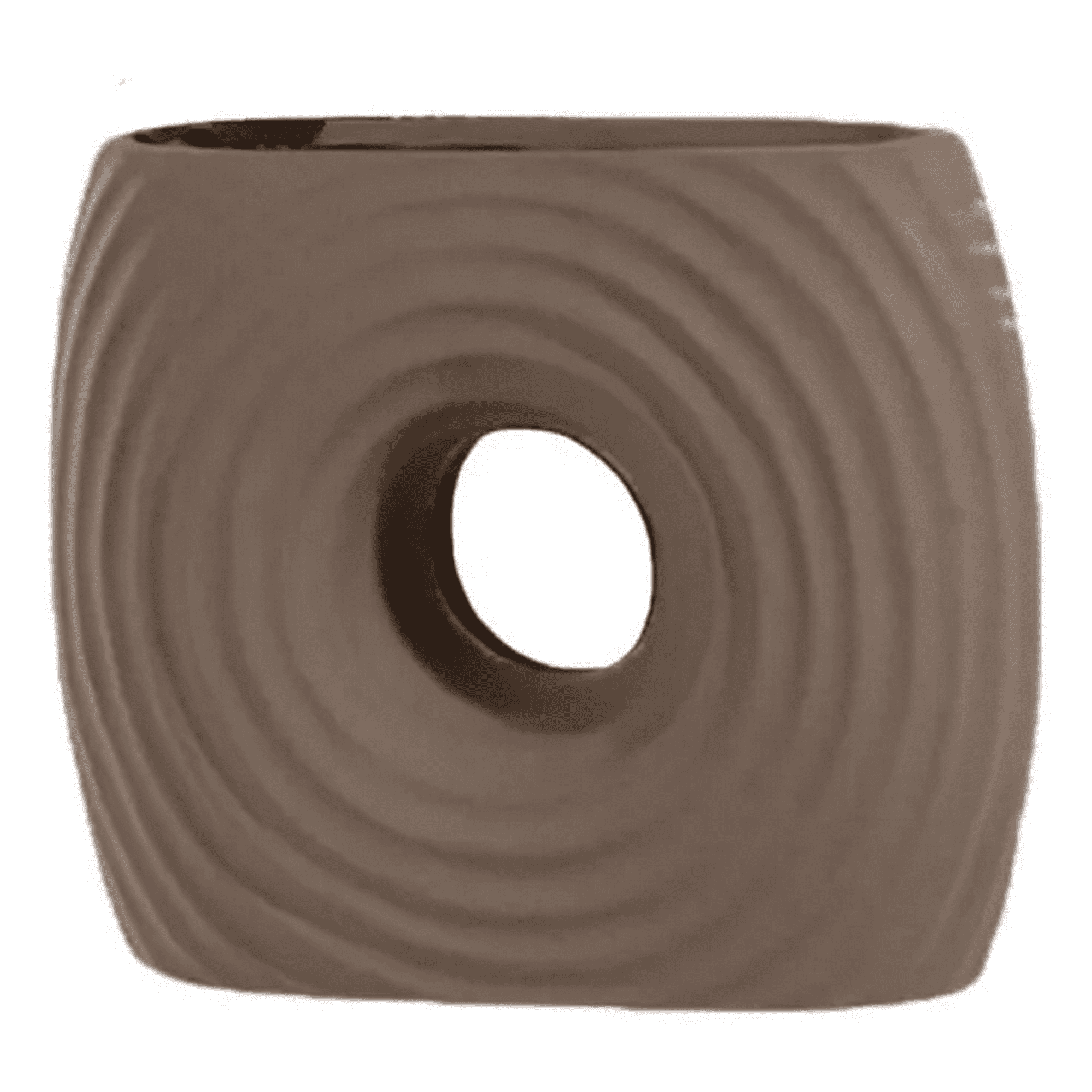 Genérico - Florero Vintage Ceramica Circular Cafe 23x9x20cm