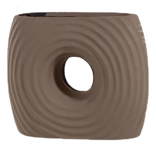 Genérico - Florero Vintage Ceramica Circular Cafe 23X9X20Cm