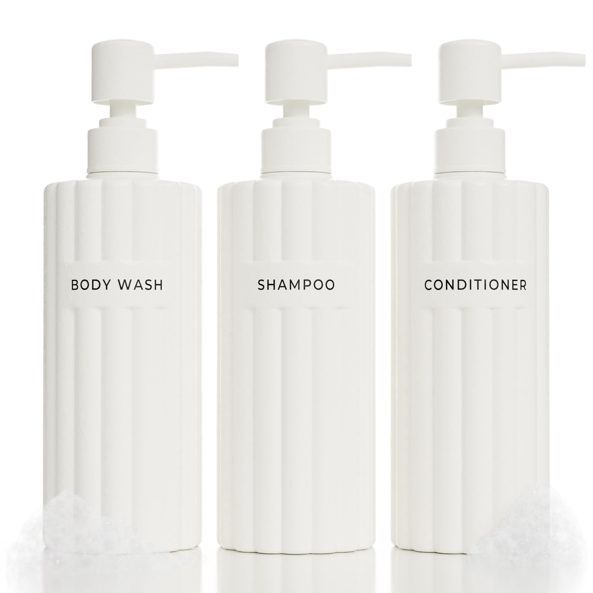Set Dispensador De Champú Y Acondicionador Kibaga Modern 550 Ml X3