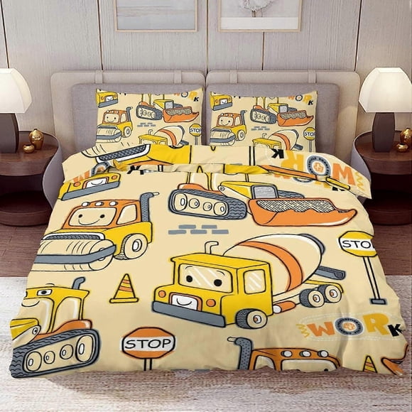 Juego De Edredón Camión Colorido Coche Monstruo Juego De Ropa De Cama De 3 Piezas Moderno Suave De Microfibra Para Dormitorio