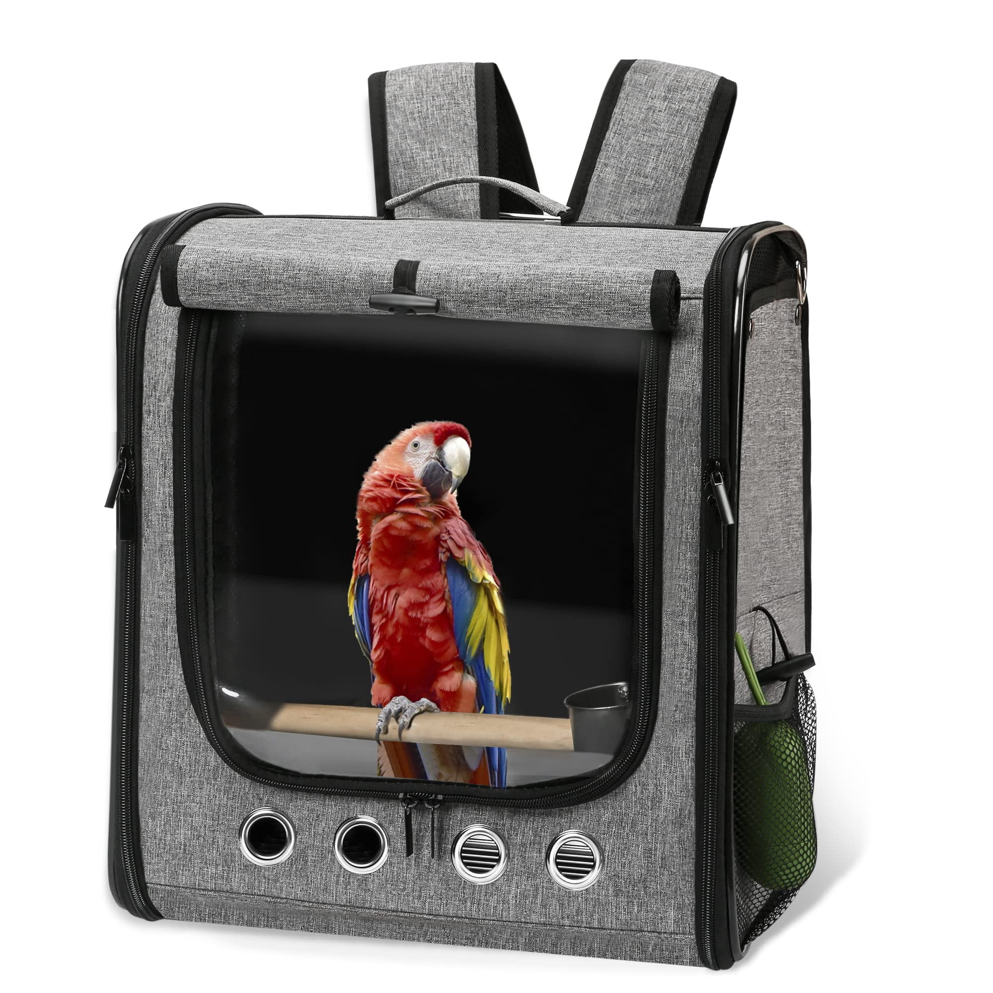 Mochila transportadora para aves Suertree ligera gris