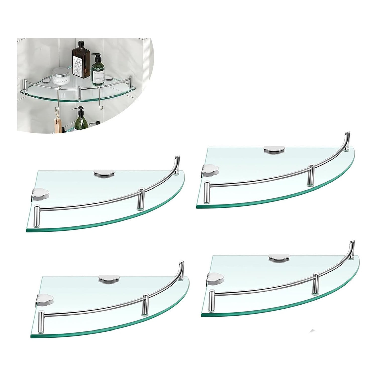 Genérico - Estantes Esquinero Vidrio 4 Piezas Organizador Baño