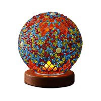 Ioensy - Lámpara De Noche Táctil Con Forma De Bola De Mosaico De Vidrio Táctil Para Decoración Del Hogar Y El Dormitorio, Color Naranja