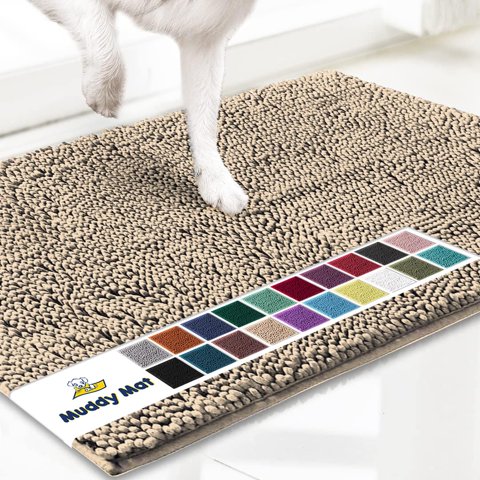 Felpudo Para Perros Muddy Mat® De Microfibra Superabsorbente, Color Beige