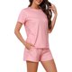 thumbnail image 4 of INSPIRE CHIC Conjuntos de Pijama de Manga Corta para Mujer con Bolsillos, Ropa de Dormir Suave con Botones y Pantalones Cortos con Cintura Elástica L Rosa, 4 of 6