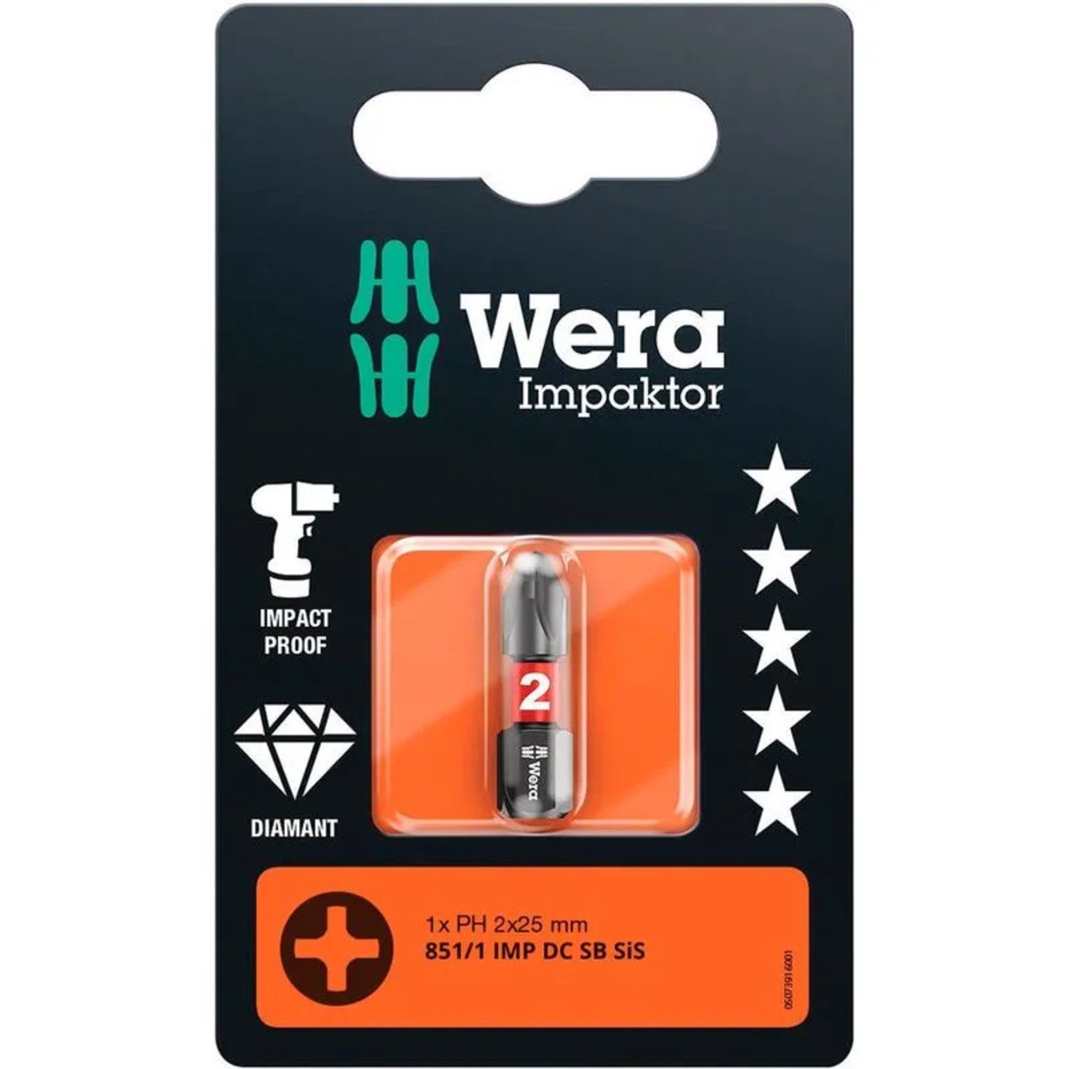 Wera - Punta Phillip Ph2 X 25 Mm Impacto Y Punta Diamante