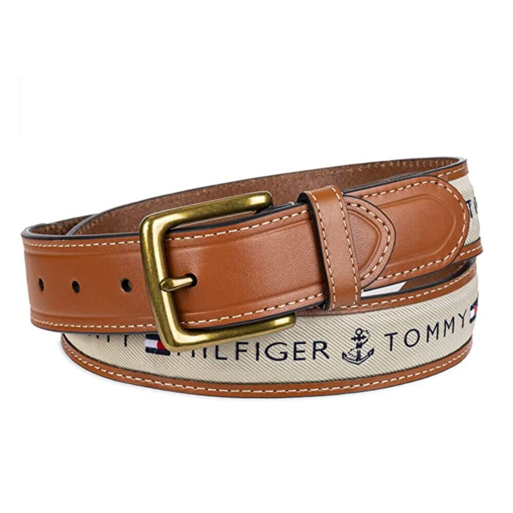 Cinturón Tommy Hilfiger Con Incrustaciones De Cinta De Tela Caqui Para Hombre