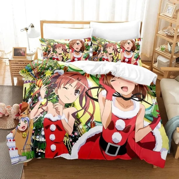 Hip Hop Misaka Mikoto Bedding Set three-piece set Adult Kid Bedroom Duvet cover Sets Kawaii Girl bedding set Bed Sheets